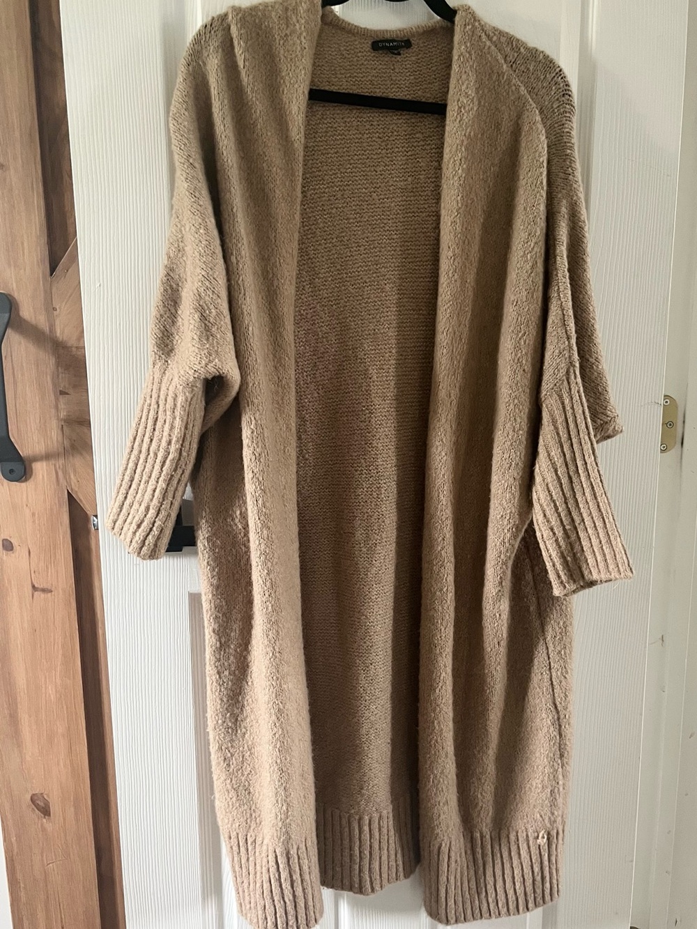 Dynamite Knit Duster Cardigan Tan Beige Open Front Oversized XS/S